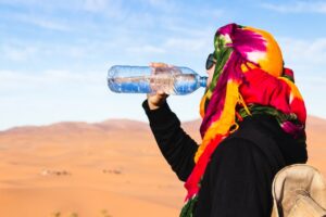 desert with travelers